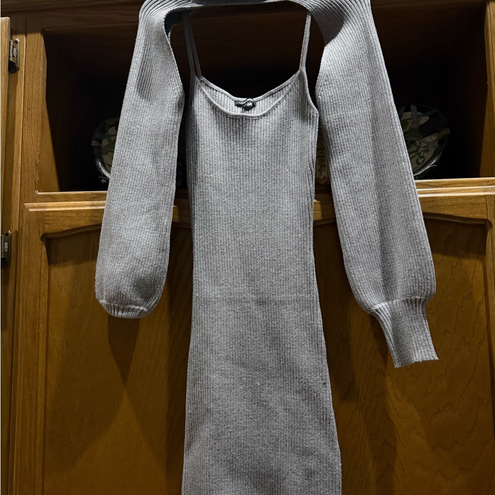 Veronica Sweater Mini Dress Set - Grey